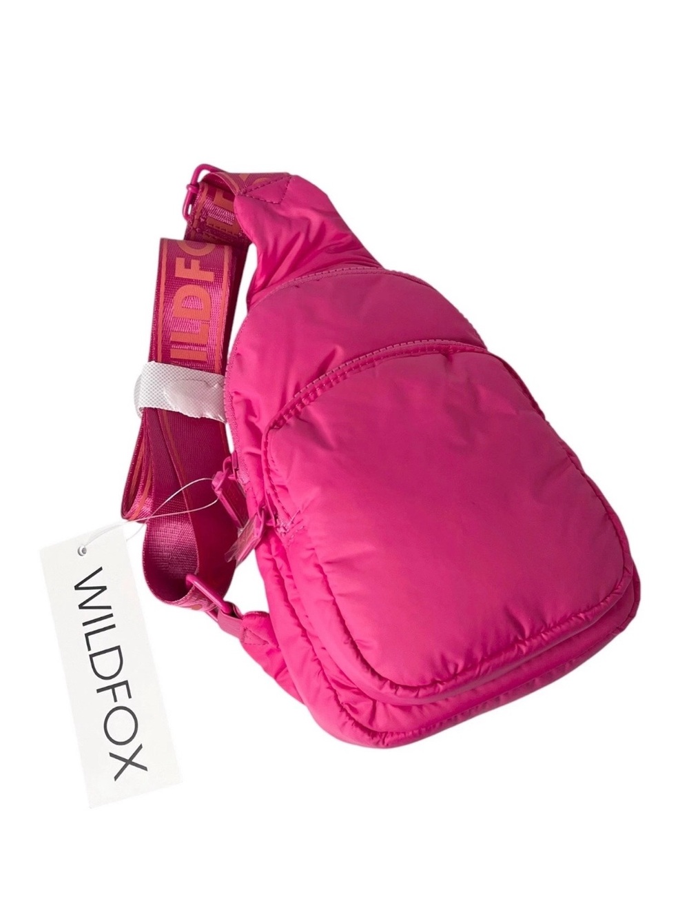 Wildfox Parachute CROSSBODY Double Zip Pocket Sling Belt Bag in Pink - Picture 6 of 8